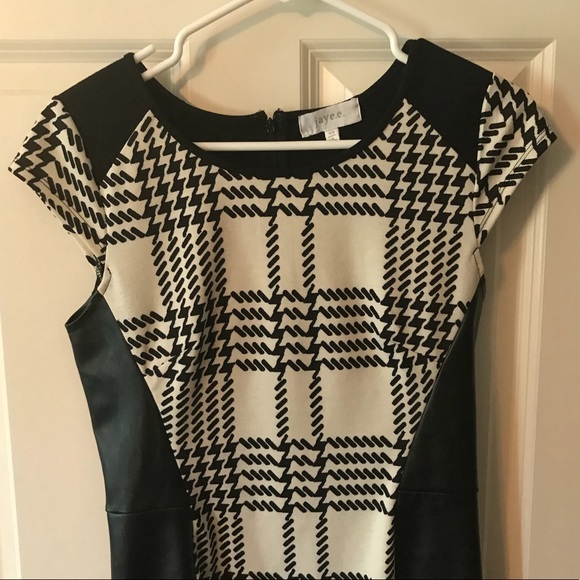 Jaye.e. Black and Cream Dress with Faux Leather - Picture 2 of 8